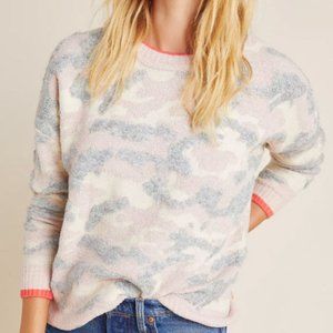 Anthropologie Contrasting Pink Camo Sweater